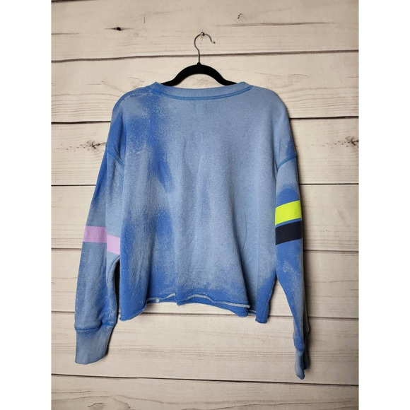 Aerie Womens Pullover Sweatshirt Blue Multicolor Stripe Long Sleeve Jewel Neck M - Picture 2 of 6